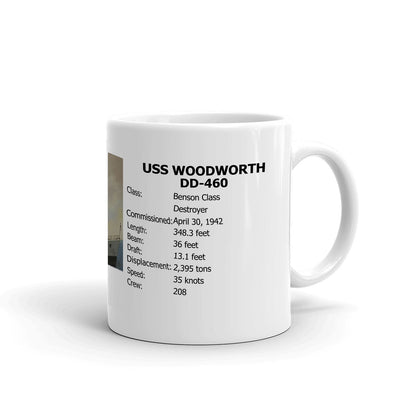 USS Woodworth DD-460 Coffee Cup Mug Right Handle