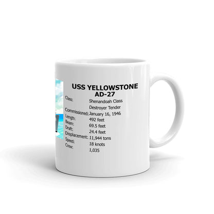 USS Yellowstone AD-27 Coffee Cup Mug Right Handle