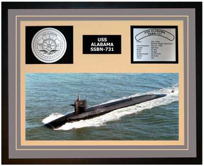 USS ALABAMA SSBN-731 Framed Navy Ship Display Grey