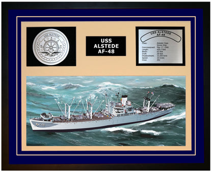 USS ALSTEDE AF-48 Framed Navy Ship Display Blue