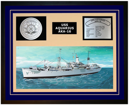 USS AQUARIUS AKA-16 Framed Navy Ship Display