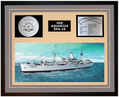 USS AQUARIUS AKA-16 Framed Navy Ship Display