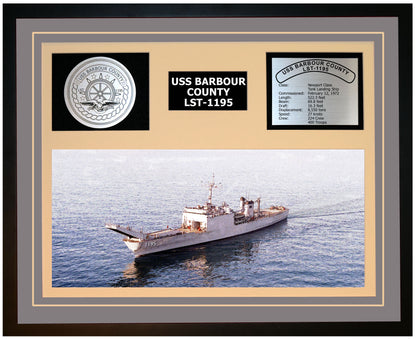 USS BARBOUR COUNTY LST-1195 Framed Navy Ship Display Grey