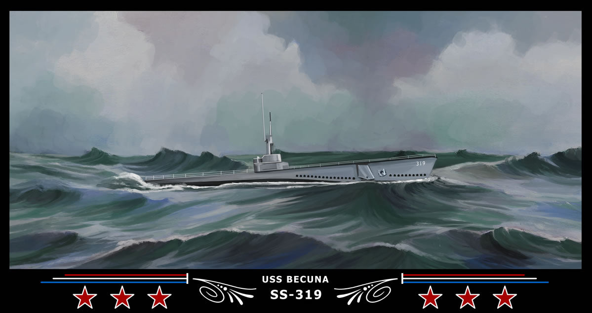 USS BECUNA SS-319 Art Print