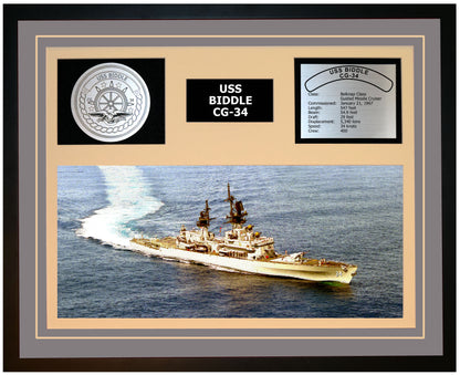 USS BIDDLE CG-34 Framed Navy Ship Display Grey