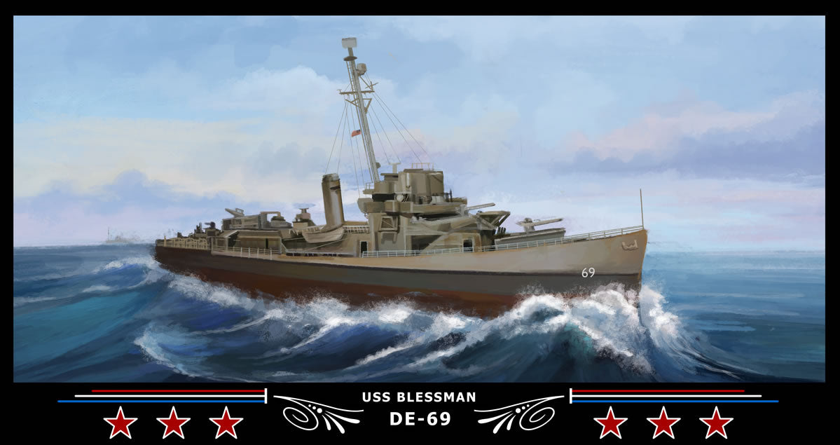 USS Blessman DE-69 Art Print