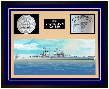 USS BREMERTON CA-130 Framed Navy Ship Display