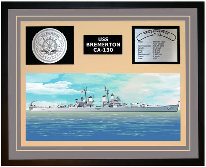 USS BREMERTON CA-130 Framed Navy Ship Display