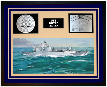 USS BUTTE AE-27 Framed Navy Ship Display