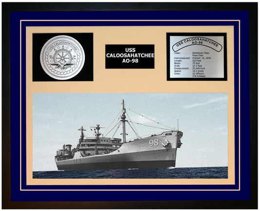 USS CALOOSAHATCHEE AO-98 Framed Navy Ship Display Blue