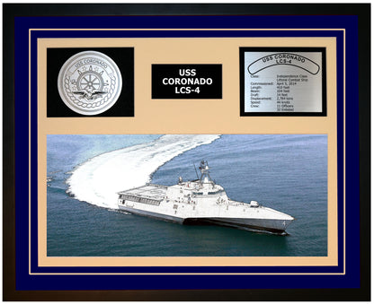 USS CORONADO LCS-4 Framed Navy Ship Display Blue