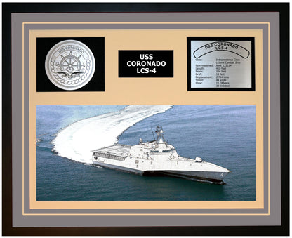 USS CORONADO LCS-4 Framed Navy Ship Display Grey