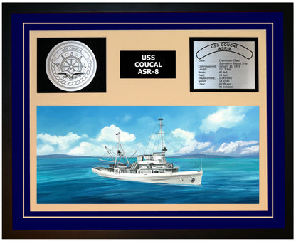 USS COUCAL ASR-8 Framed Navy Ship Display Blue