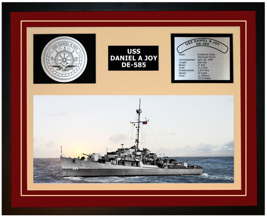 USS DANIEL A JOY DE-585 Framed Navy Ship Display Burgundy