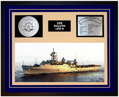 USS DULUTH LPD-6 Framed Navy Ship Display Blue