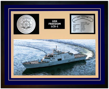 USS FREEDOM LCS-1 Framed Navy Ship Display Blue