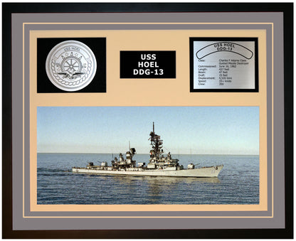 USS HOEL DDG-13 Framed Navy Ship Display Grey