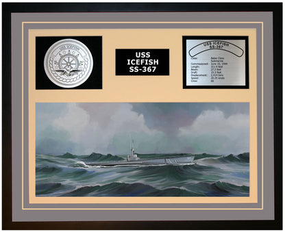 USS ICEFISH SS-367 Framed Navy Ship Display Grey