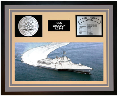 USS JACKSON LCS-6 Framed Navy Ship Display Grey