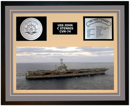 USS JOHN C STENNIS CVN-74 Framed Navy Ship Display Grey