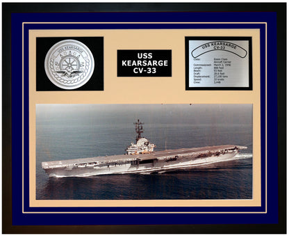 USS KEARSARGE CV-33 Framed Navy Ship Display Blue