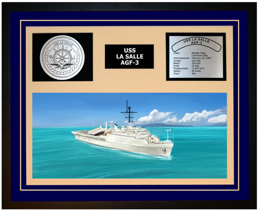 USS LA SALLE AGF-3 Framed Navy Ship Display Blue