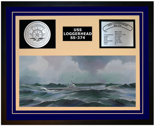 USS LOGGERHEAD SS-374 Framed Navy Ship Display Blue