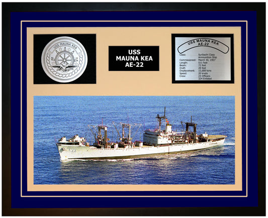 USS MAUNA KEA AE-22 Framed Navy Ship Display Blue