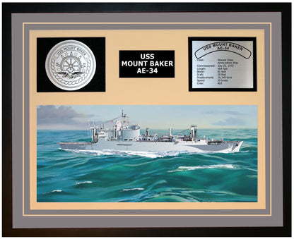 USS MOUNT BAKER AE-34 Framed Navy Ship Display