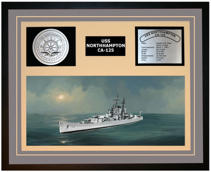 USS NORTHHAMPTON CA-125 Framed Navy Ship Display Grey
