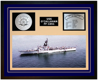 USS O'CALLAHAN FF-1051 Framed Navy Ship Display Blue