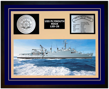 USS PLYMOUTH ROCK LSD-29 Framed Navy Ship Display Blue