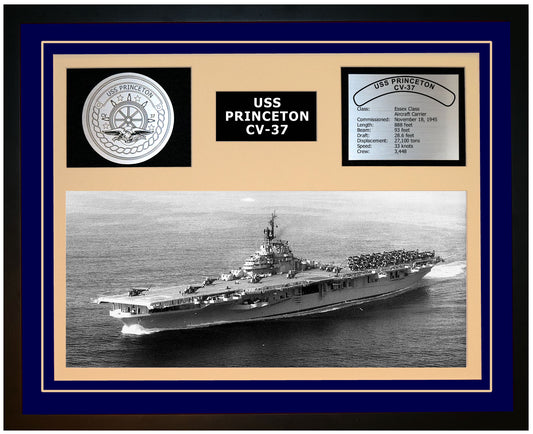 USS PRINCETON CV-37 Framed Navy Ship Display Blue