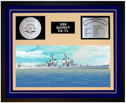 USS QUINCY CA-71 Framed Navy Ship Display