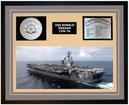 USS RONALD REAGAN CVN-76 Framed Navy Ship Display Grey
