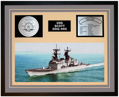 USS SCOTT DDG-995 Framed Navy Ship Display Grey
