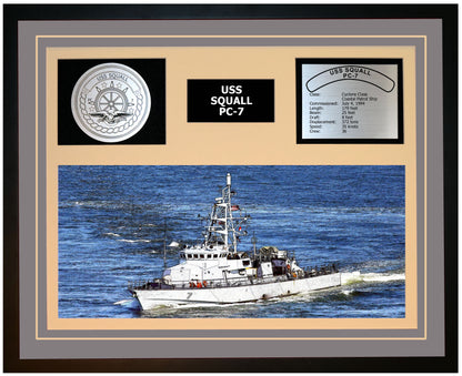 USS SQUALL PC-7 Framed Navy Ship Display Grey