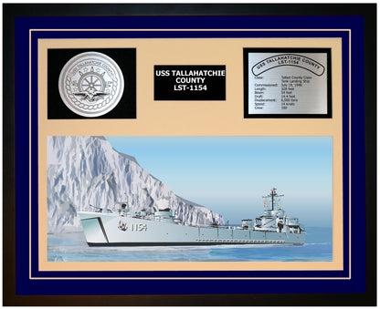 USS TALLAHATCHIE COUNTY LST-1154 Framed Navy Ship Display Blue