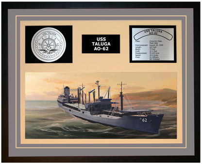 USS TALUGA AO-62 Framed Navy Ship Display Grey