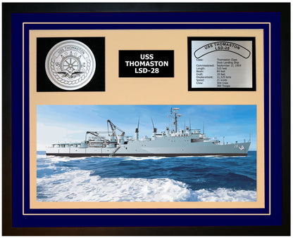 USS THOMASTON LSD-28 Framed Navy Ship Display Blue