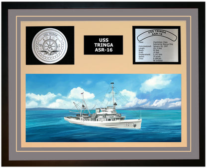 USS TRINGA ASR-16 Framed Navy Ship Display Grey