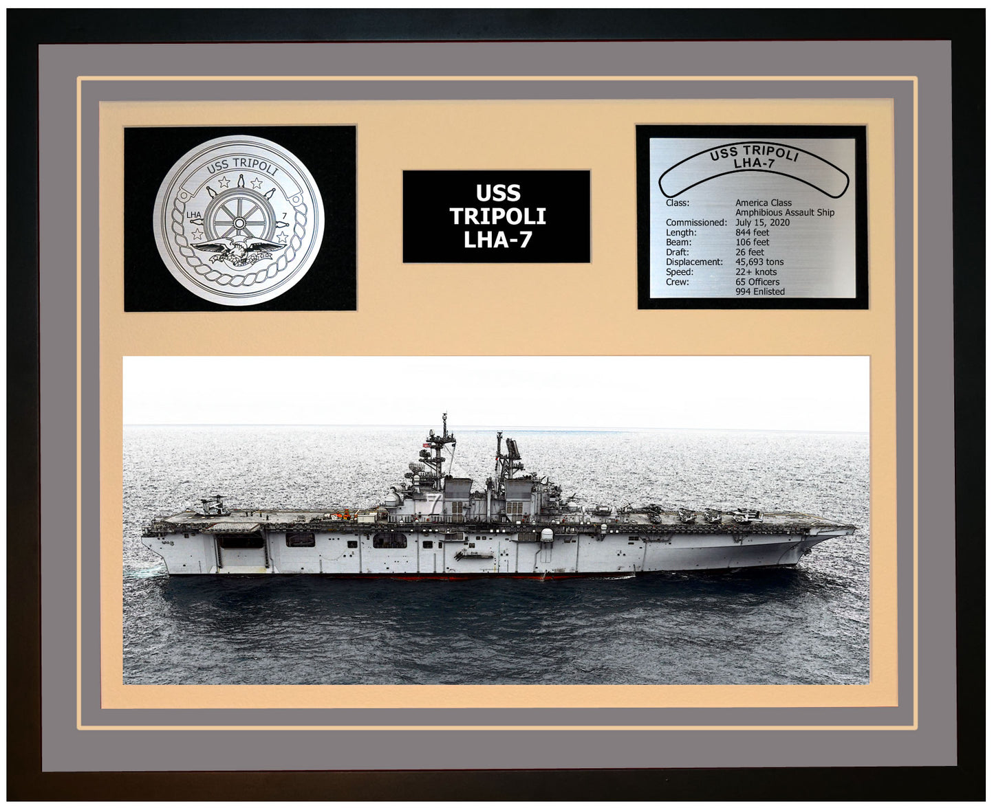 USS TRIPOLI LHA-7 Framed Navy Ship Display