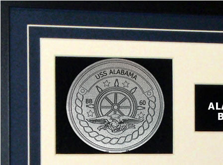 USS Alabama BB60 Framed Navy Ship Display Crest