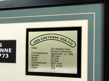 USS Cheyenne SSN773 Framed Navy Ship Display Text Plaque