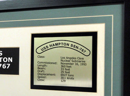 USS Hampton SSN767 Framed Navy Ship Display Text Plaque