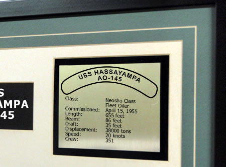 USS Hassayampa AO-145 Framed Navy Ship Display Text Plaque