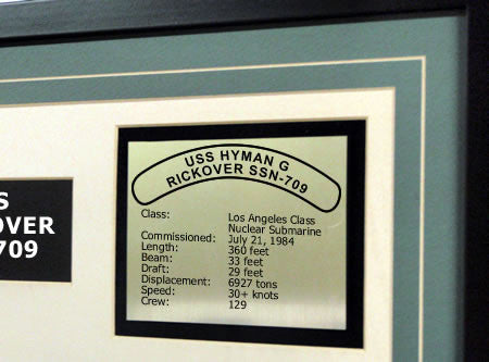 USS Hyman G Rickover SSN709 Framed Navy Ship Display Text Plaque