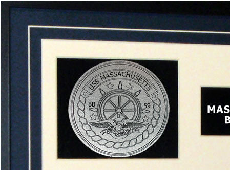 USS Massachusetts BB59 Framed Navy Ship Display Crest