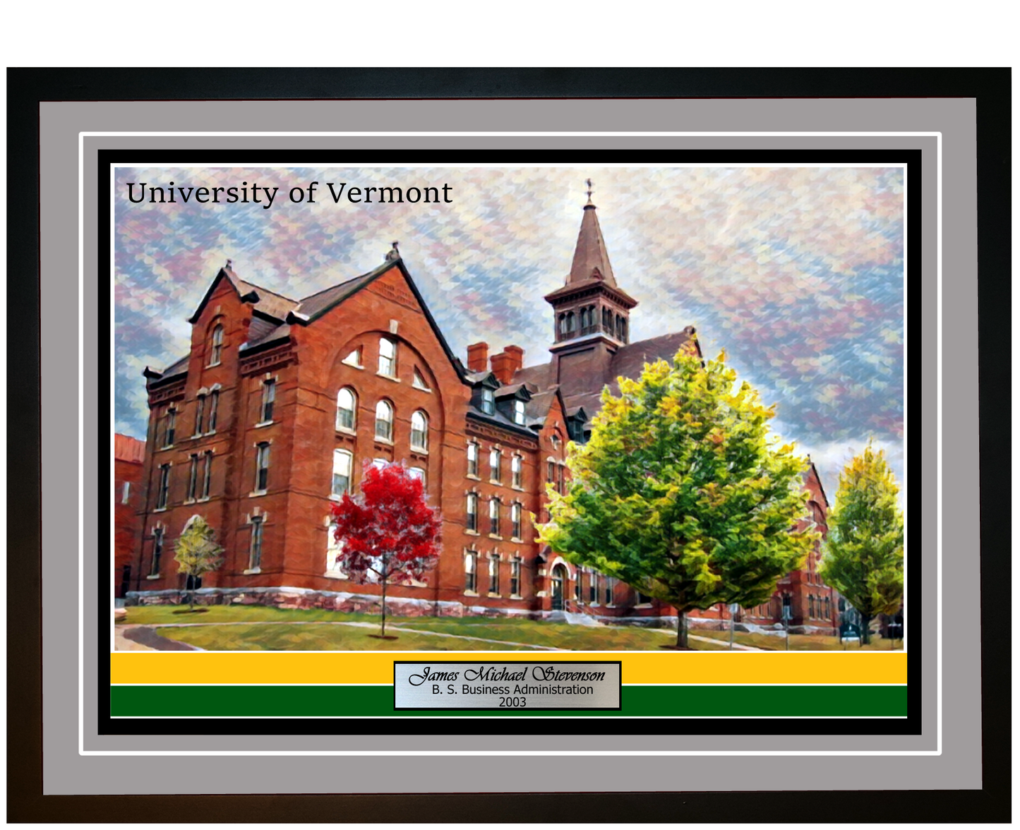 University of Vermont Framed and Engraved Art Print