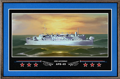 USS ACCOMAC APB 49 BOX FRAMED CANVAS ART BLUE
